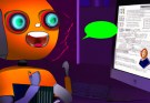 Illustrasjon av glad chatbot